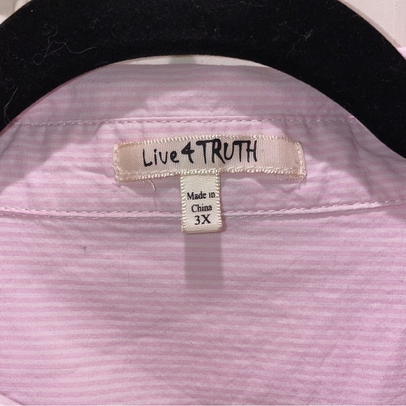 Love 4 Truth Button Down Pinstriped Long Sleeve Collared Blouse Pink & White 3X - Picture 6 of 9